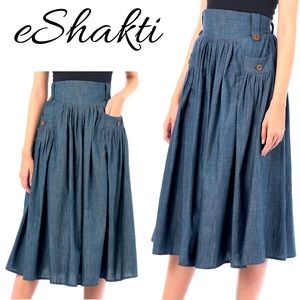 eShakti High Waisted High Waisted Chambray Skirt